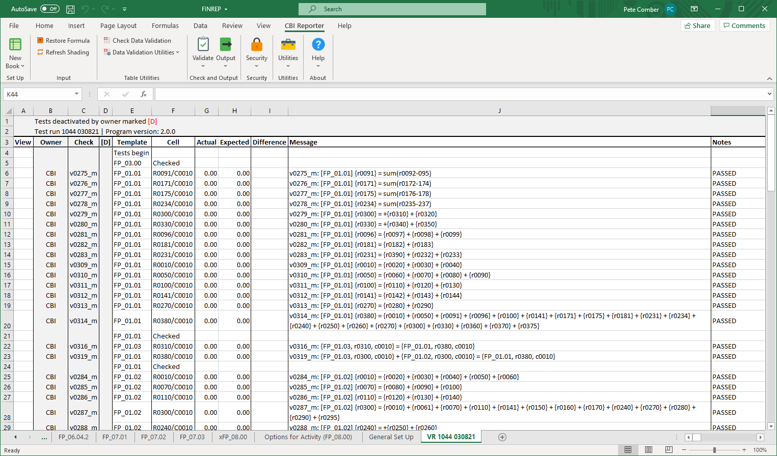 Validation report